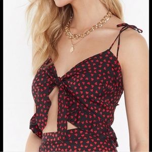 Nasty Gal Heart Ruffle Crop Top